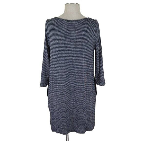 J Jill Shift Dress Size M Petite Pockets Pullover Black White Pattern - Picture 3 of 10